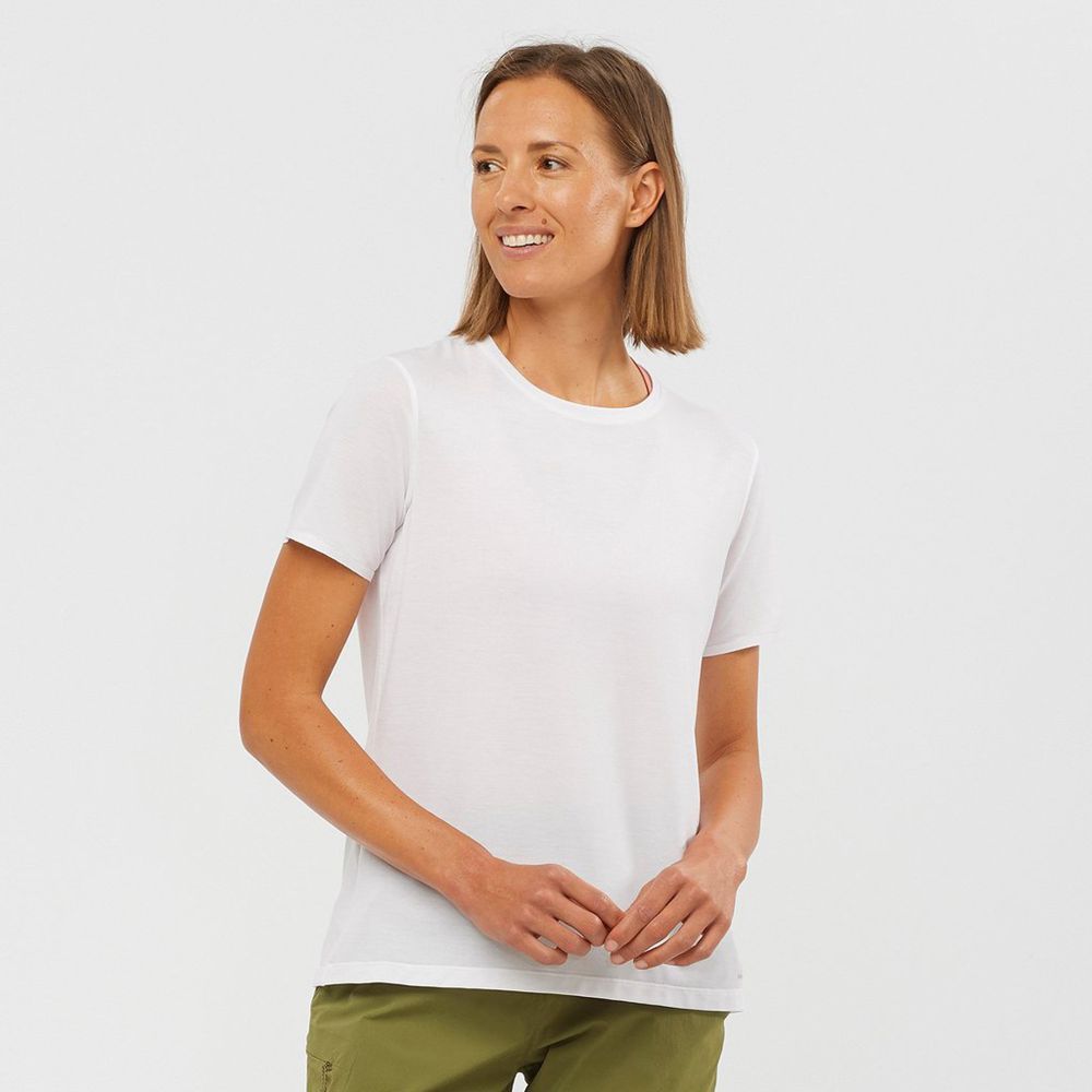 SALOMON ESSENTIAL SLEEVE Philippines - Women's Tee Shirts - White | 190435-TFW